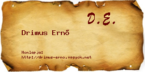 Drimus Ernő névjegykártya